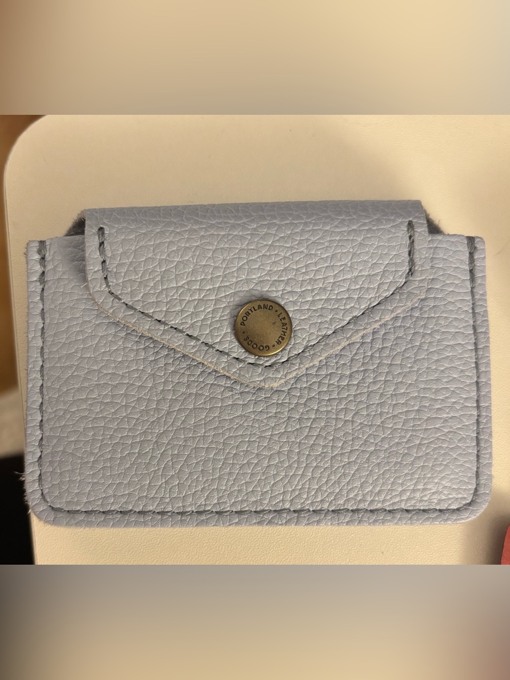 Portland Leather Pale Skyway Love Bug Plus Wallet with gold Snap